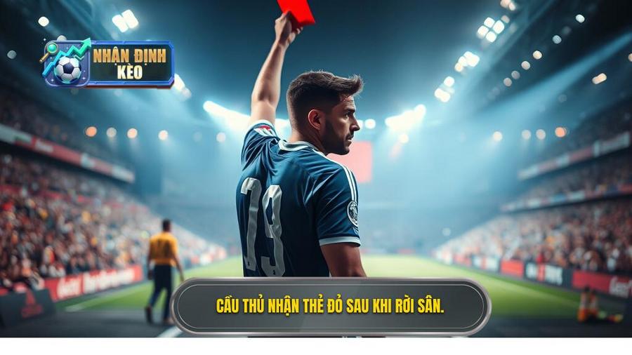 2. Cầu thủ nhận thẻ đỏ sau khi rời sân.