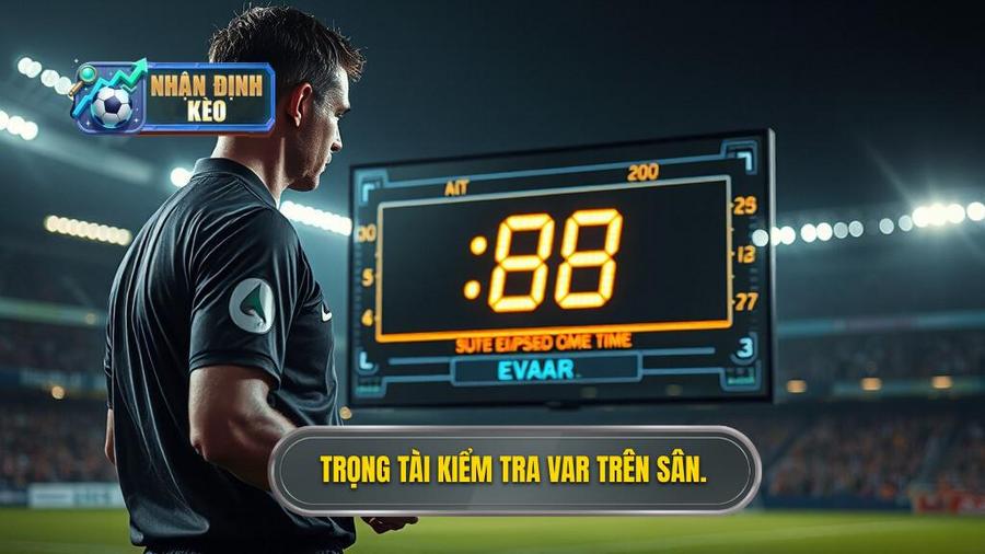 3. Trọng tài kiểm tra VAR trên sân.